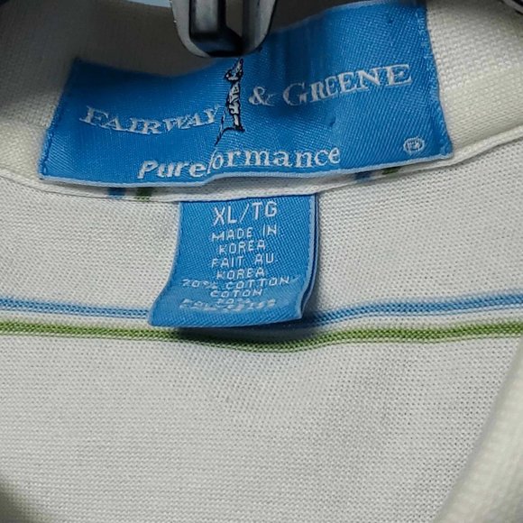 4/$10 Fairway & Greene Mens White Stripped T-Shirt |Size: XL - Picture 4 of 5